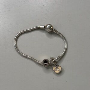 Silver Pandora Heart Charm Bracelet
